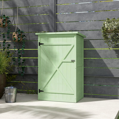 Fir Wood Garden Storage Shed 75cm L x 56cm W x 115cm H with Shelves, Bolt Latch and Tilt Roof in Natural Wood - Small Outdoor Tool Cabinet with Asphalt Felt Waterproofing