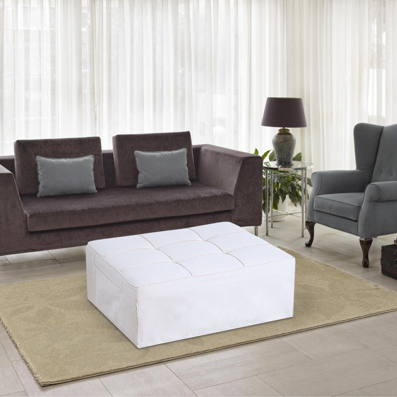 4 in 1 Convertible Chair Bed, Linen Sofa Bed, Lounger Pull Out Sleeper Chair Bed, White Linen