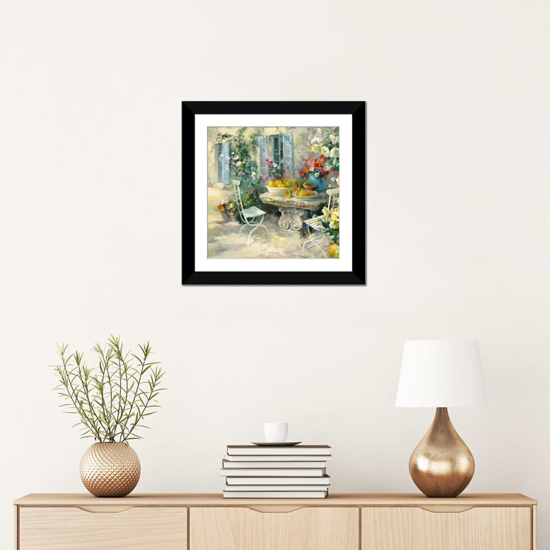 « idyllic jardin », reproduction sur toile, H 12 po x l 12 po x P 1,5 po, Pas de tapis, Papier d'art encadré noir