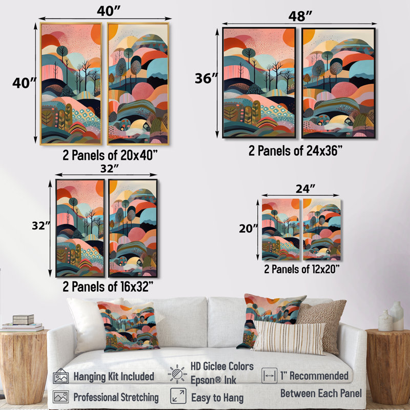 «Rose Blue Minimalims Explosion - Abstract Minimalisme», impressions sur toile 2 pièces, Crème, crème, H 36 po x l 48 po
