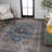 Alacati Ogee Medallion Machine-Washable Navy/Brown Rug-1984010244