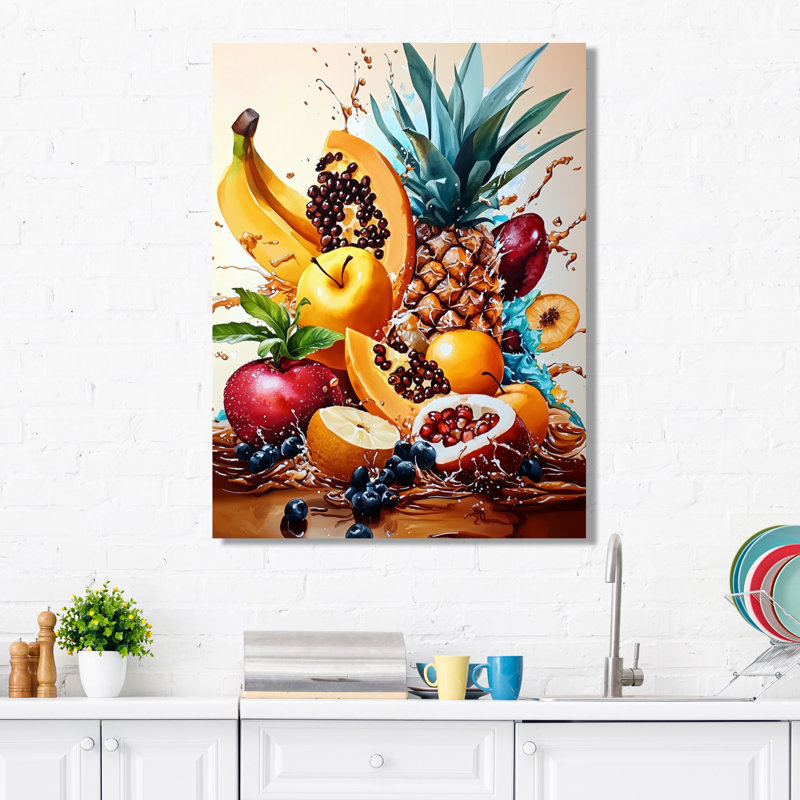 «Fruit Explosion Kitchen Dreams I - Food & Beverage», reproduction d'art en métal, H 32 po x l 16 po