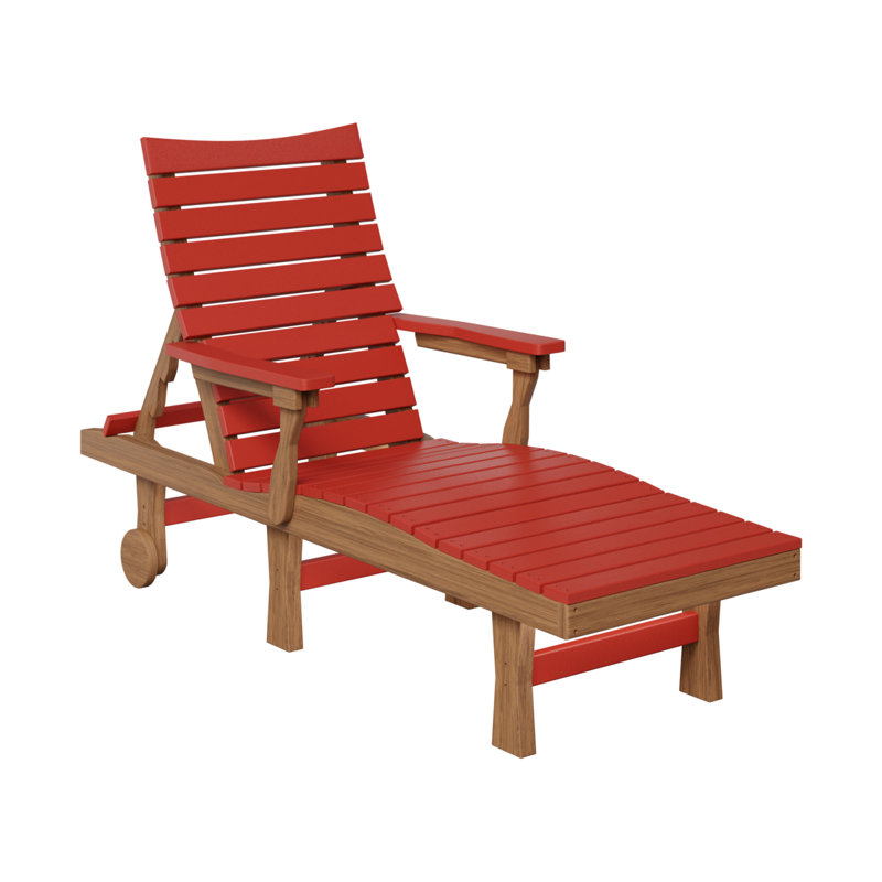 Berlin Gardens Bristol Chaise Lounge, Scarlet Red Top/Antique Mahogany Base