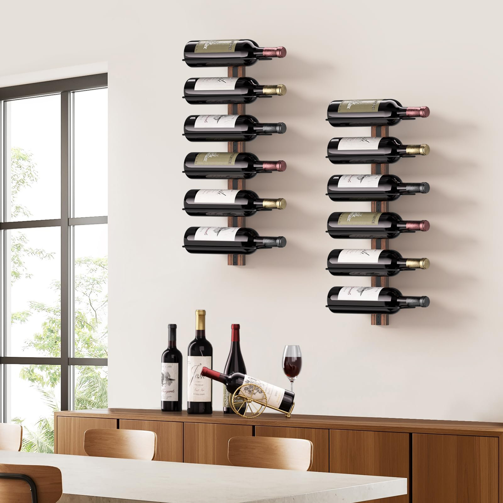 17 Stories Wood Wine Rack Wall Mounted For 12 Wine Bottles, For Kitchen ...