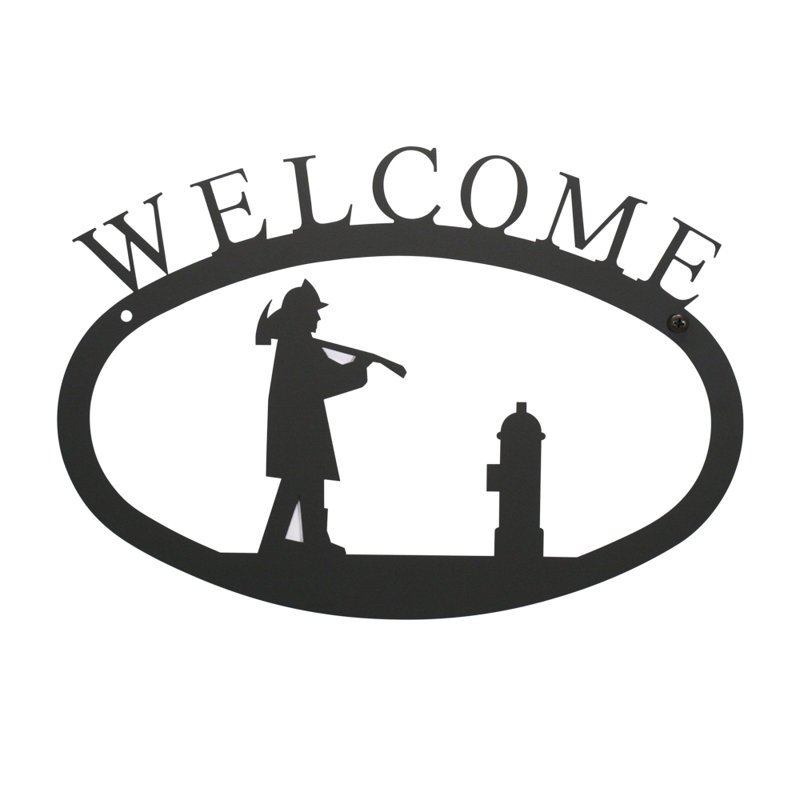 Fireman - Welcome Sign Large, 12.5" H x 17.5" W x 0.05" D