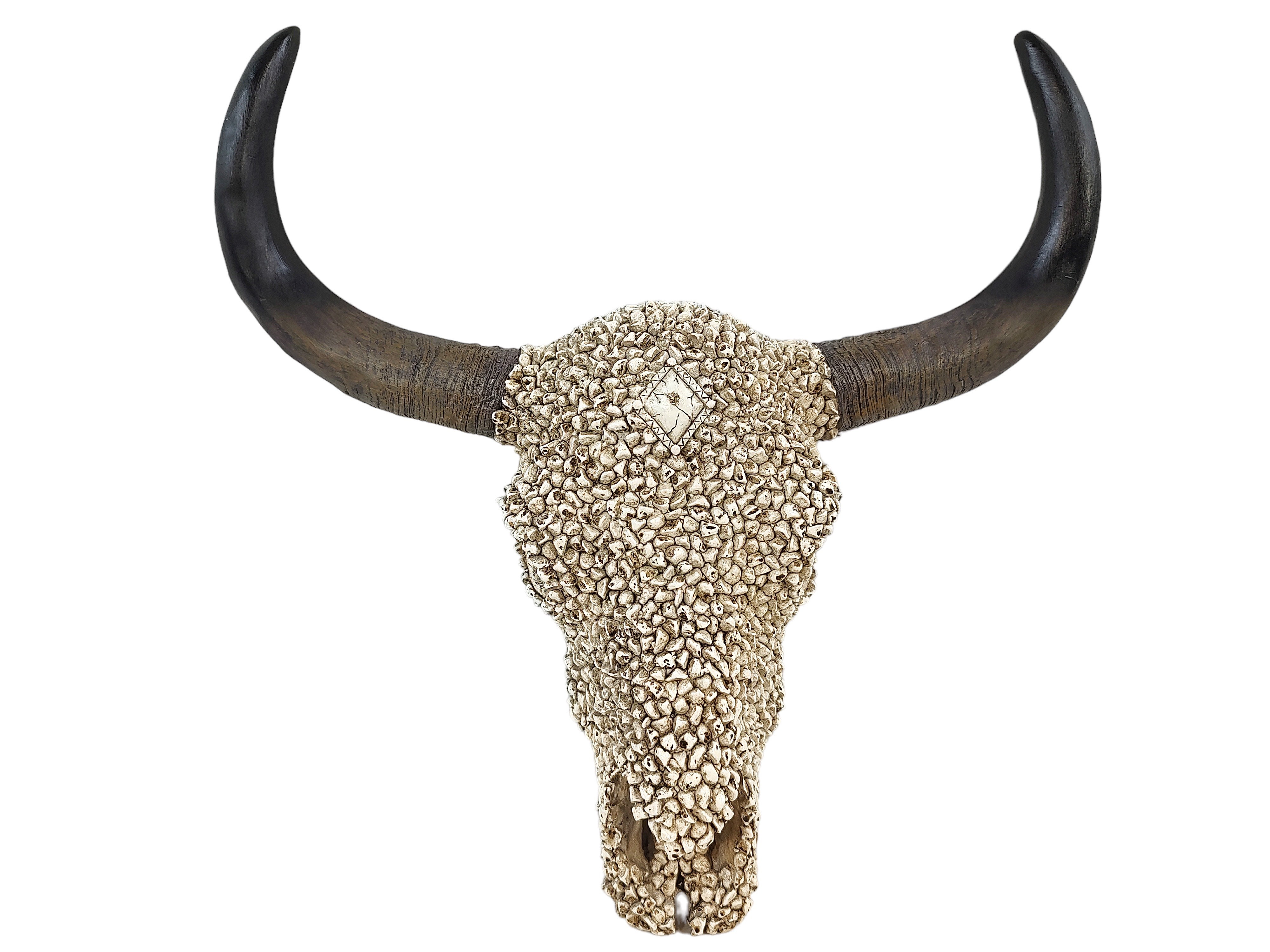 Union Rustic Southwestern White Pebble Longhorn Bull Cow Skull