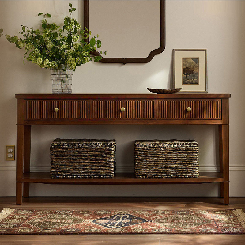 Console de style américain en bois rétro, Marron foncé