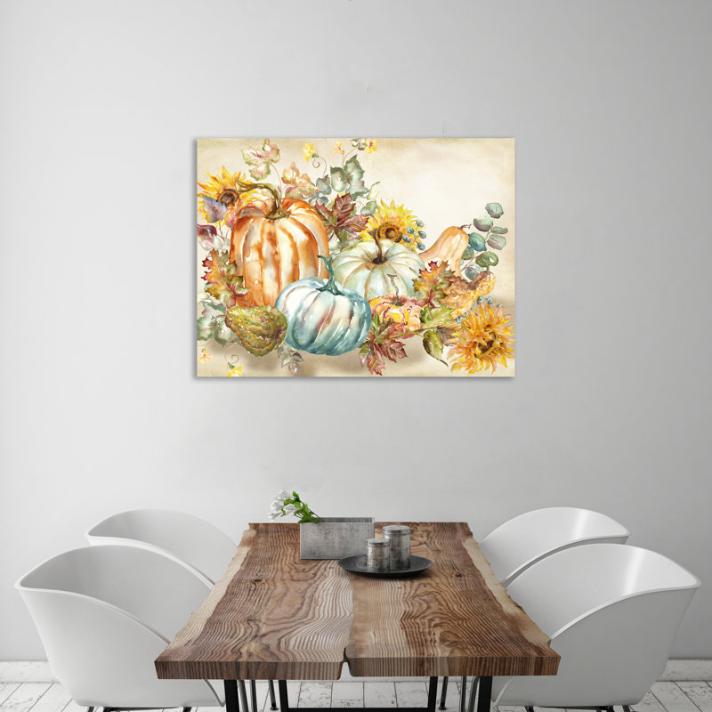 «Harvest Pumpkin & Sunflowers», toile tendue par August Grove®, H 36 po x l 48 po x P 1,5 po