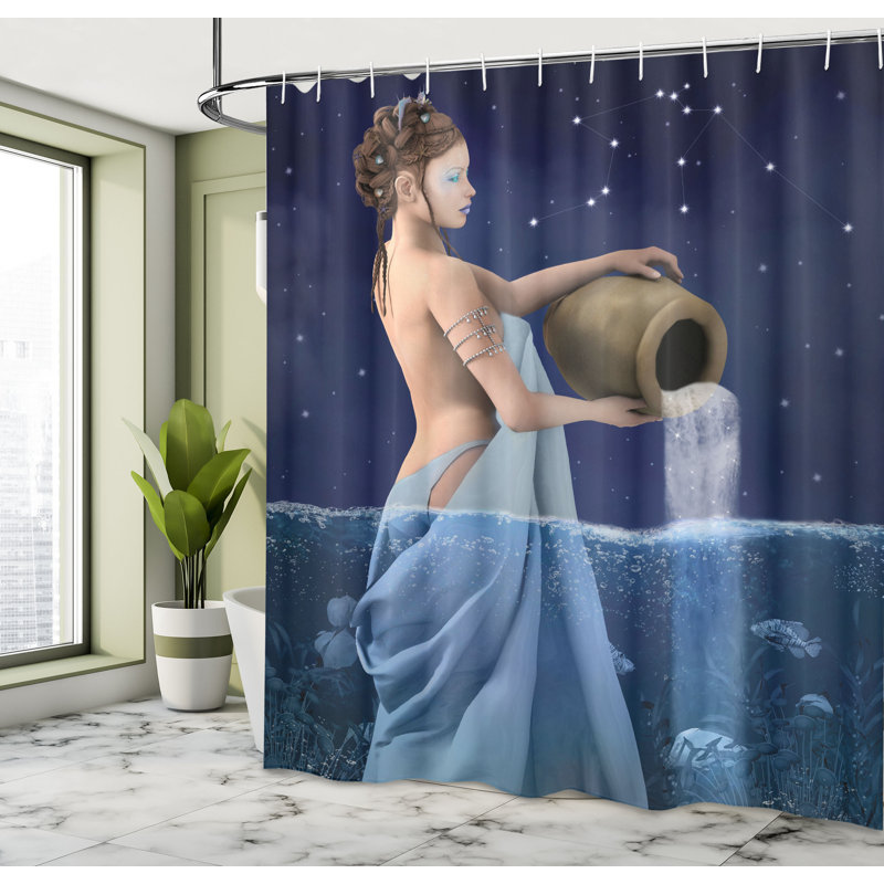 Ensemble de rideau de douche et crochets astrologie, H 70 po x l 69 po