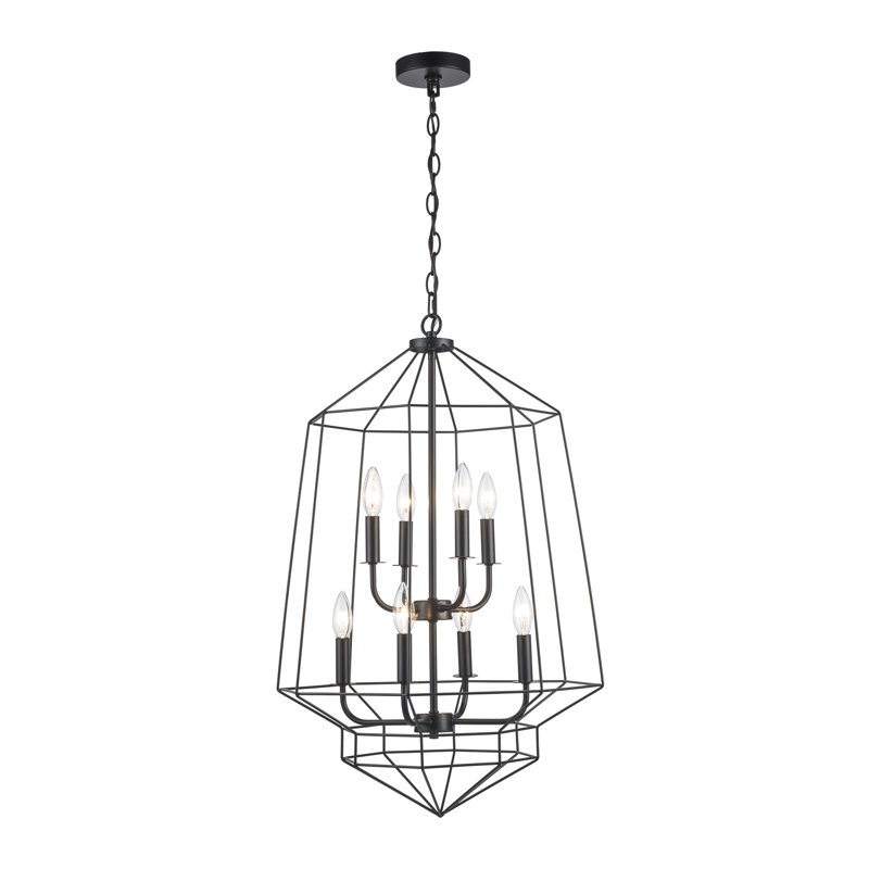Guillaine 8 - Light Dimmable Geometric Chandelier, Black