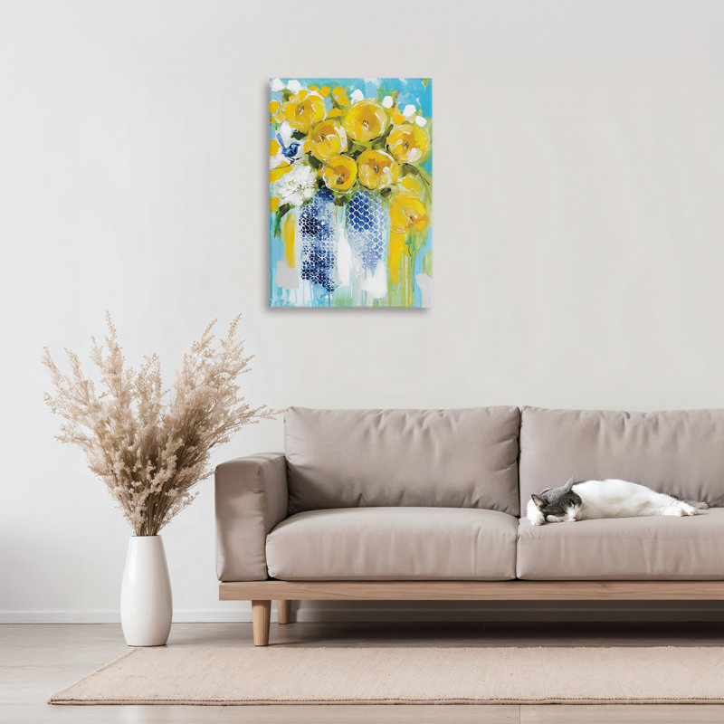 Fleurs jaunes ensoleillées, conception par Amanda Brooks, H 24 po x l 16 po