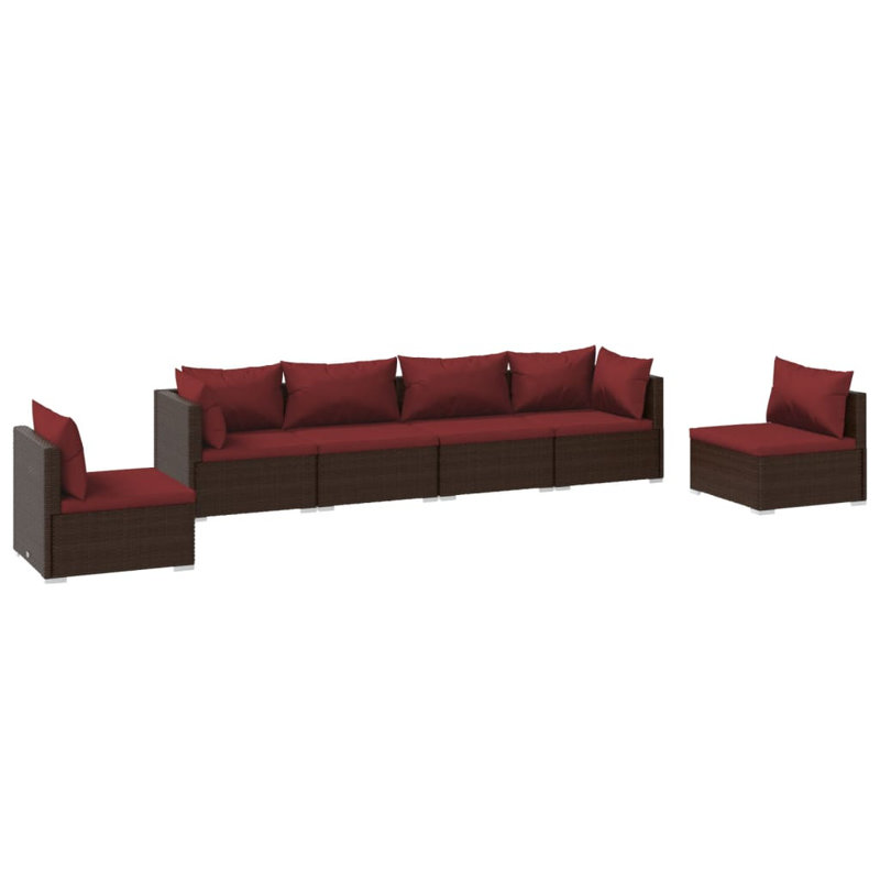 6 Piece Lounge Sofa Seating Group, Cinnamon red, Brown