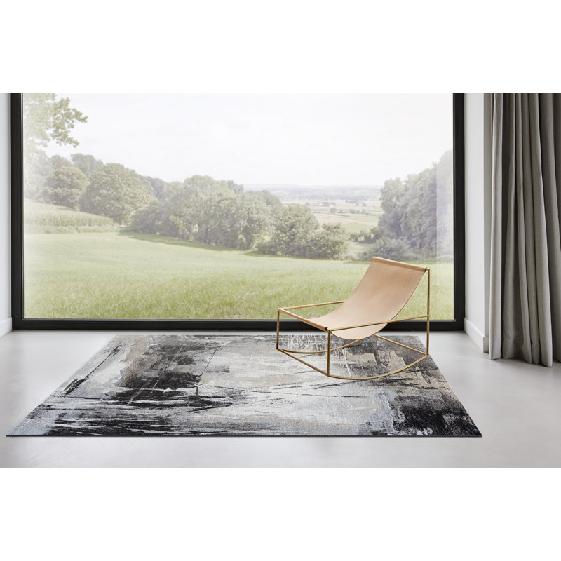 Cato Abstract Black Area Rug, Rectangle 120 x 170cm