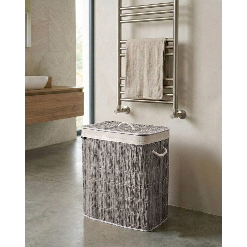 Fabric Laundry Basket, Grey, White