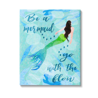 «Go With Flow Mermaid», art mural sur toile par GraffiTee Studios