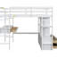 Lit mezzanine double avec bureau et rangement, blanc - Optimisez votre espace de vie Tiroirs, armoires et tablettes