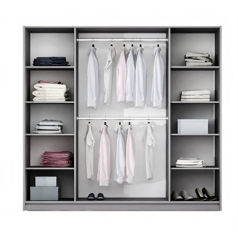 Manufactured Wood Wardrobe, 219xm H x 210cm W x 65cm D, Grey