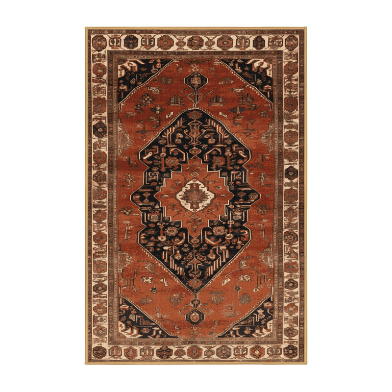 Machine Washable Persian Brown Area Rug, Rectangle 8' x 12'