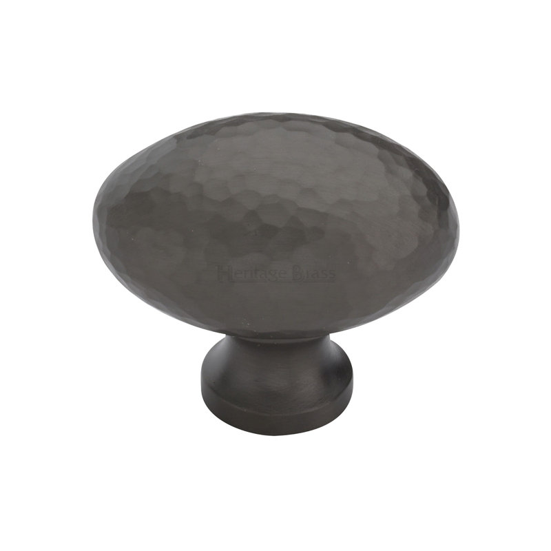 Heritage Brass Heritage Cabinet Knob Victorian Oval Hammered Design, Matt Bronze