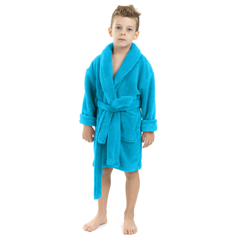 Peignoir en molleton avec poches pour enfants Lovett, S, Turquoise