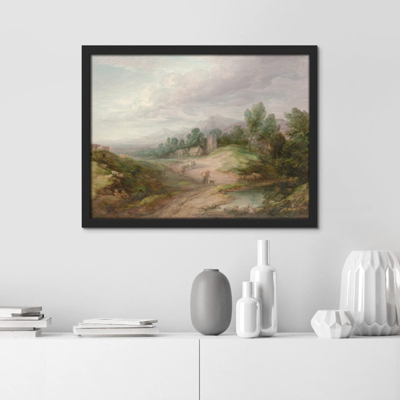 «Storm Cloud Sky Country Road» sur papier, H 12 po x l 16 po, Noir