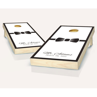 2' x 4' Wedding Tie and Necklace Solid Wood Cornhole Set with Bags