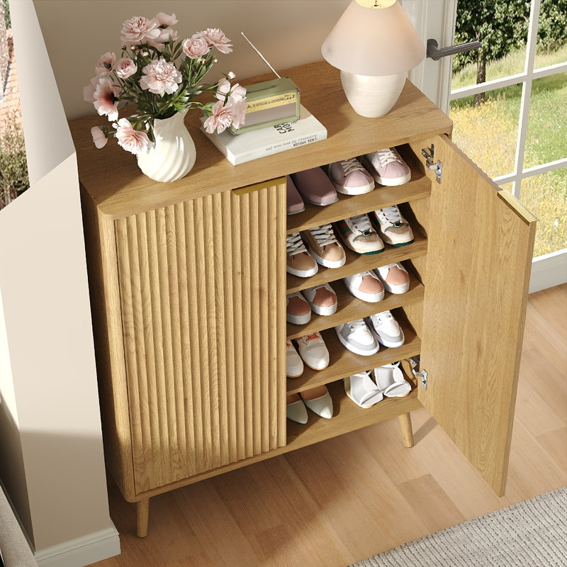 Armoire de rangement à chaussures pour 16 entrées avec tablettes réglables et range-chaussures Camilo, Blanc