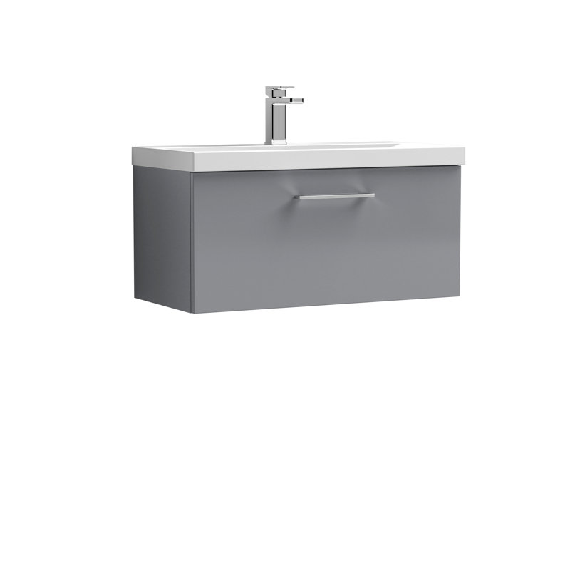 Arno 810mm Single Bathroom Vanity with Integrated Vitreous China Basin, Cloud Gray