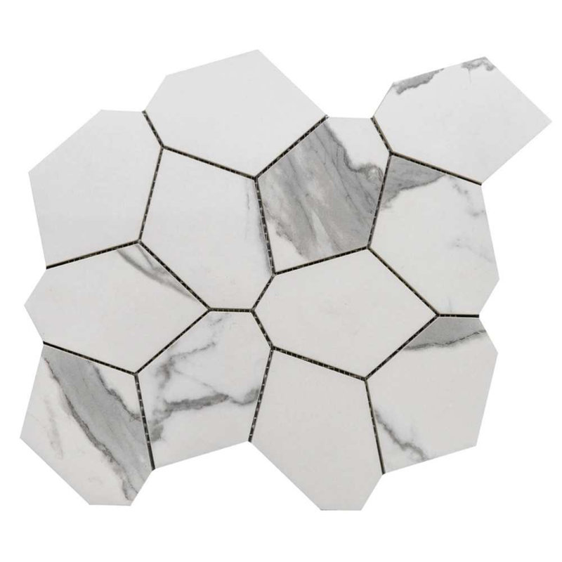 Stately Oasis 14" x 16" Porcelain Novelty Marble Look Wall & Floor Tile, Calacatta
