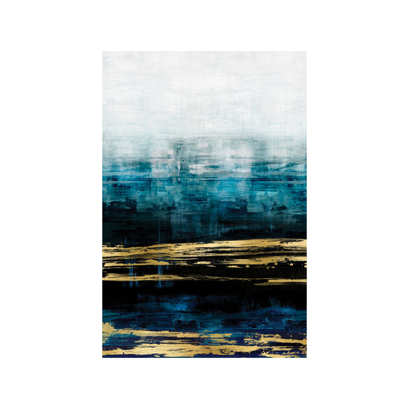 Aqua Reflections With Gold by Allie Corbin - Print on Canvas, No Frame, 66.04 cm H x 45.72 cm W x 3.175 cm D