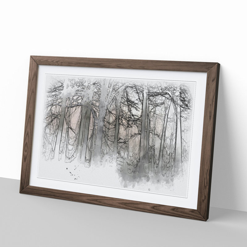Sunlight Forest Vol.5 Sketch - Picture Frame Graphic Art, 27cm H x 36cm W x 2cm D, Walnut