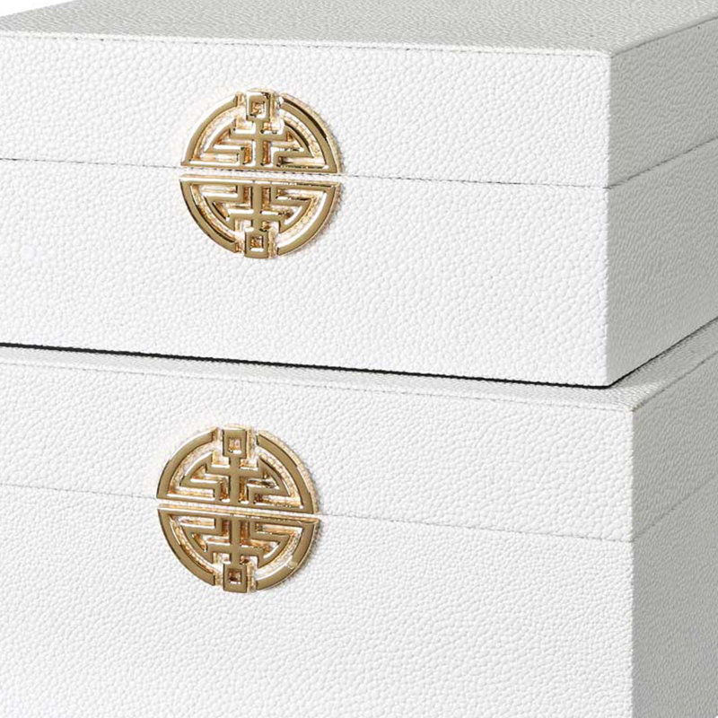Faux Leather Jewelry Boxes, Modern Design Decoration Storage Boxes Set, White Gold