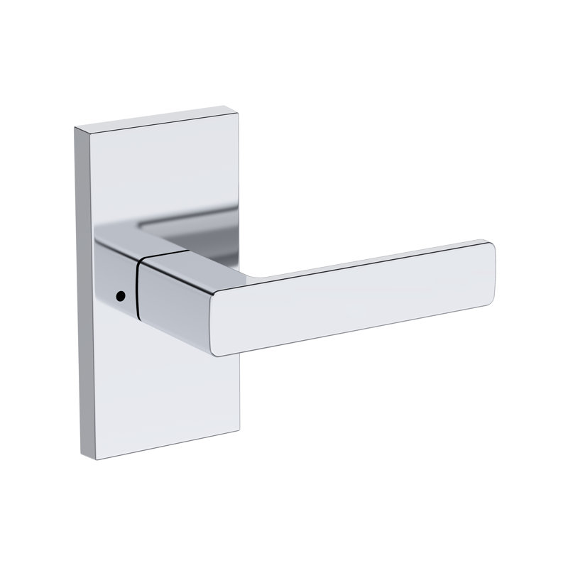 Sharpe Privacy Lever with Contemporary 5in Rose in Lifetime (PVD) Polished Nickel, Polished Chrome