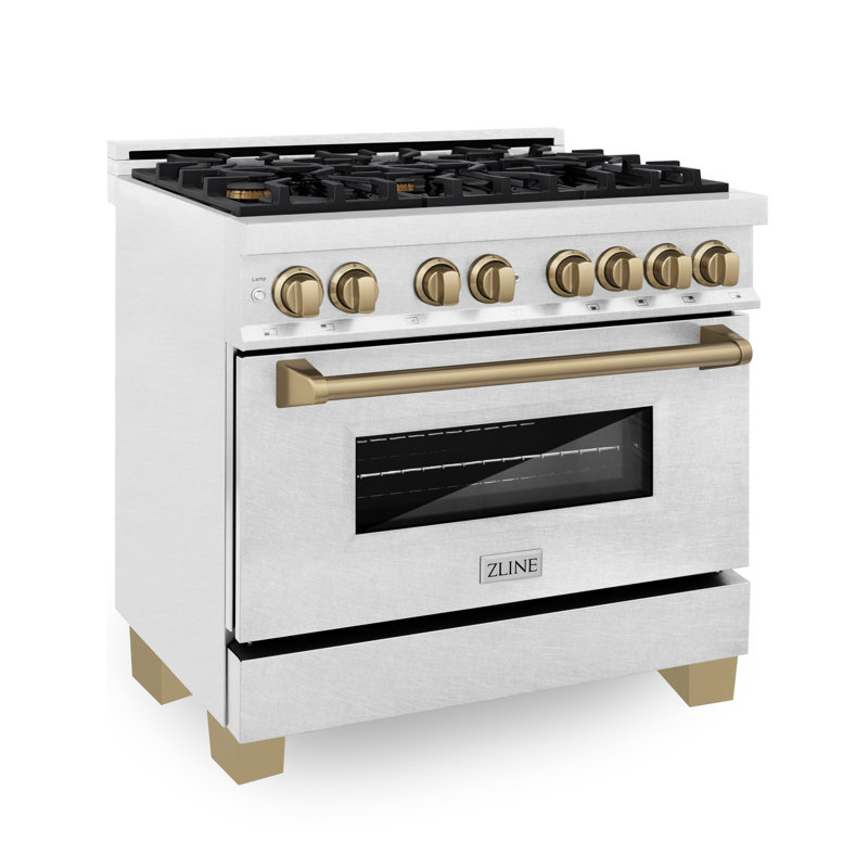 ZLINE Autograph 36" Legacy Dual Fuel Range, Champagne Bronze Satin Stainless Steel