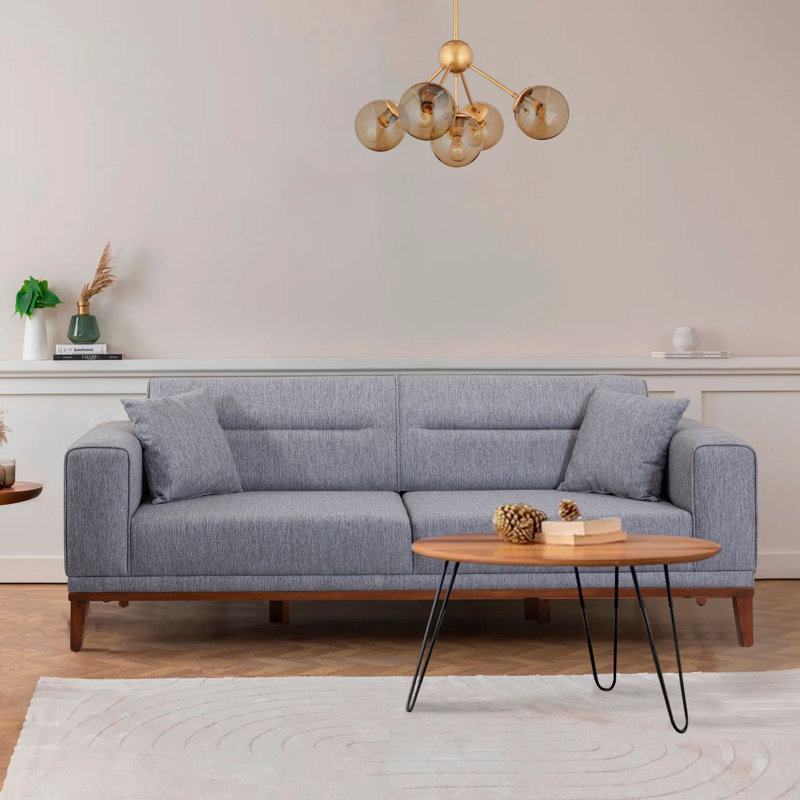 Canapé-lit tapissier de 87,8 po Sherwick, 100 % polyester gris