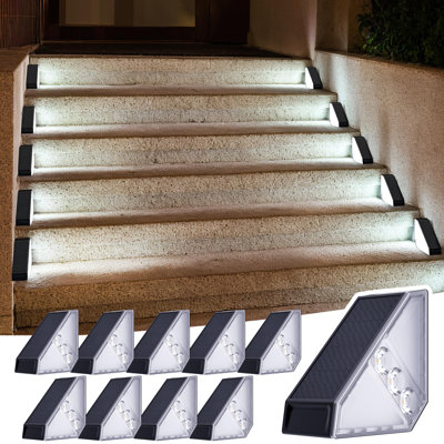 Solar Step Stair Lights Outdoor Yard Decor 10 Pack, IP65 Waterproof Deck Lighting For Outside Solar Powered, Solar Garden Light Decor For Fence, Backyard, Front Porch Step, Balcony, Wall, Patio