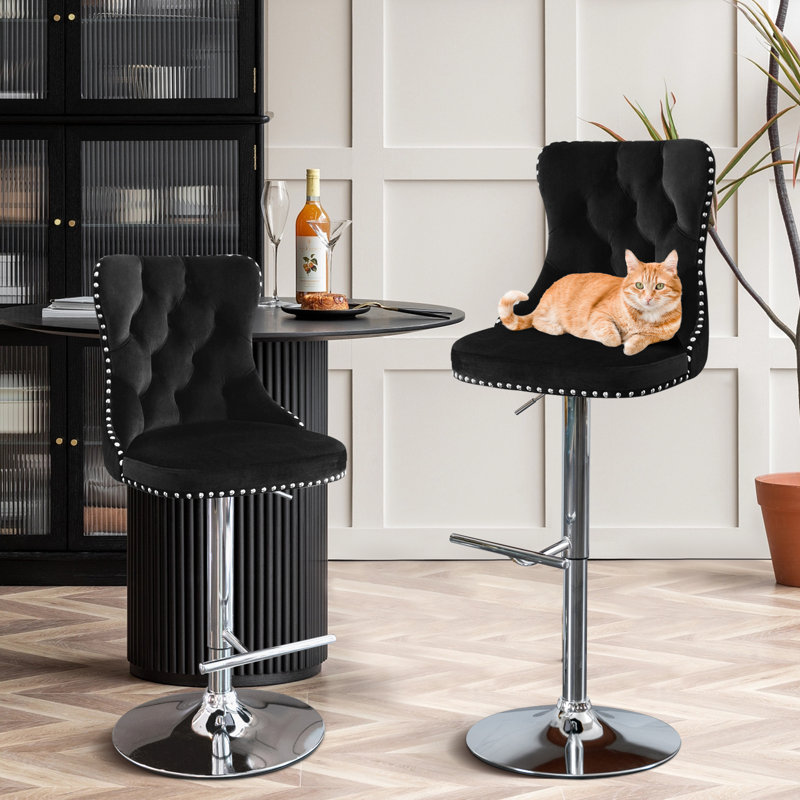 Très grand tabouret pivotant de 34,1 po Revakshi, Noir