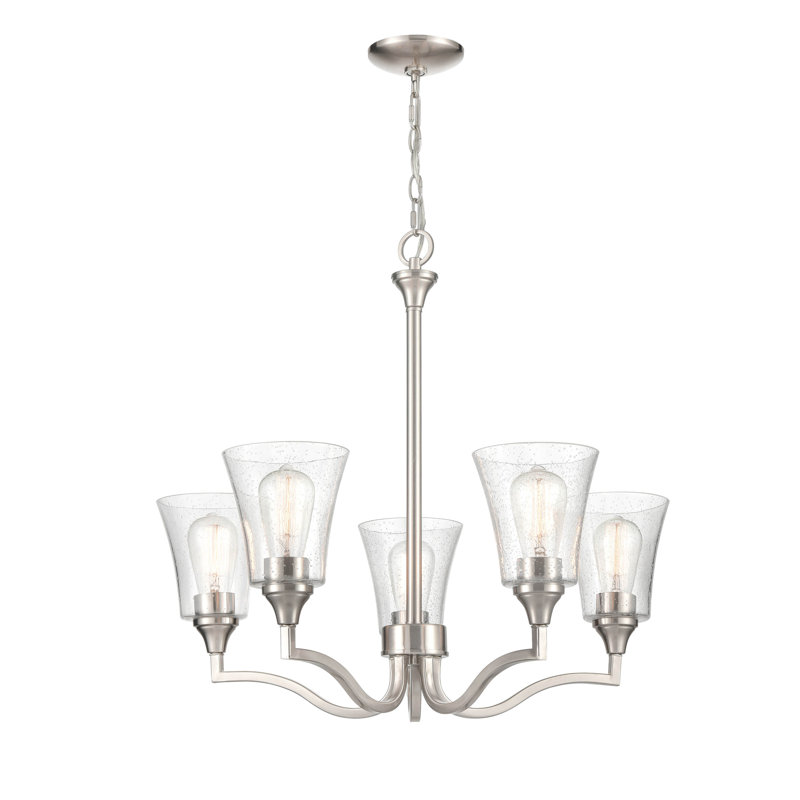 Lustre traditionnel unique / remarquable à 5 lumières Cerry, Nickel brossé