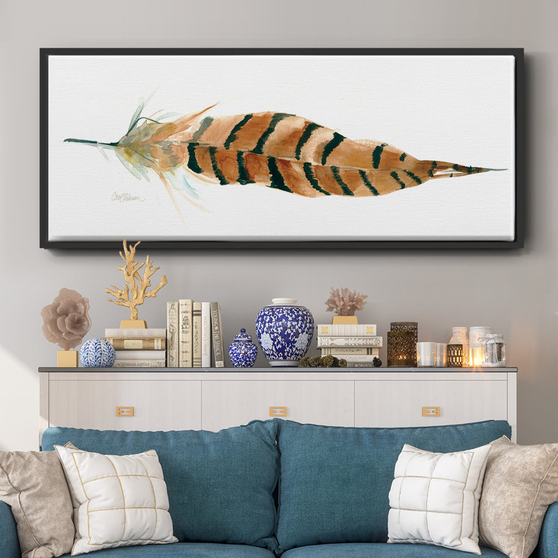 Tail Feather I- Framed Canvas, 8" H x 20" W