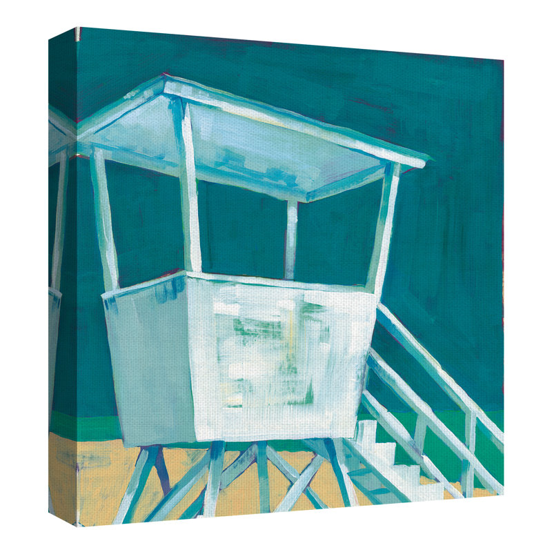 «Beach Umbrella and Beach Tower», ensemble de 2 reproductions de peintures à l'acrylique sur toile tendue