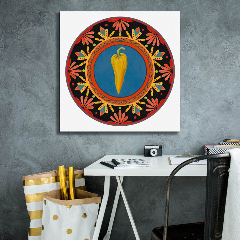 «Talavera Tex-mex 3» par Art Licensing Studio, art mural sur toile, H 26 po x l 26 po x P 1,5 po