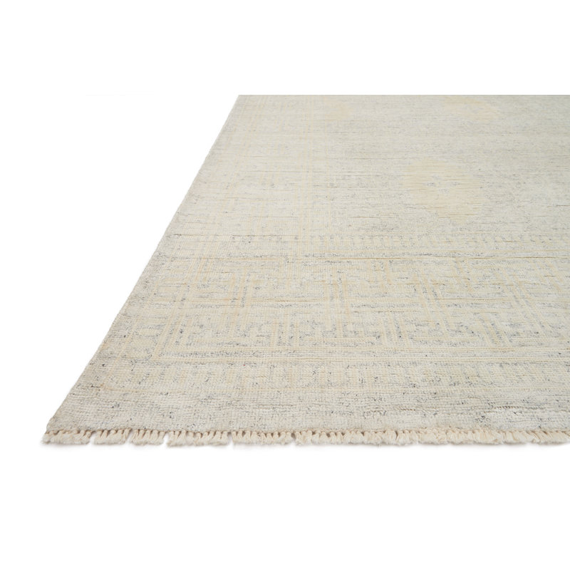 Tapis beige noué à la main Lucid, Rectangle 8 pi x 10 pi