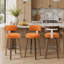 2PCS Swivel Bar Stools, Faux Leather Kitchen Stools Upholstered Barstools With Back-1561114439