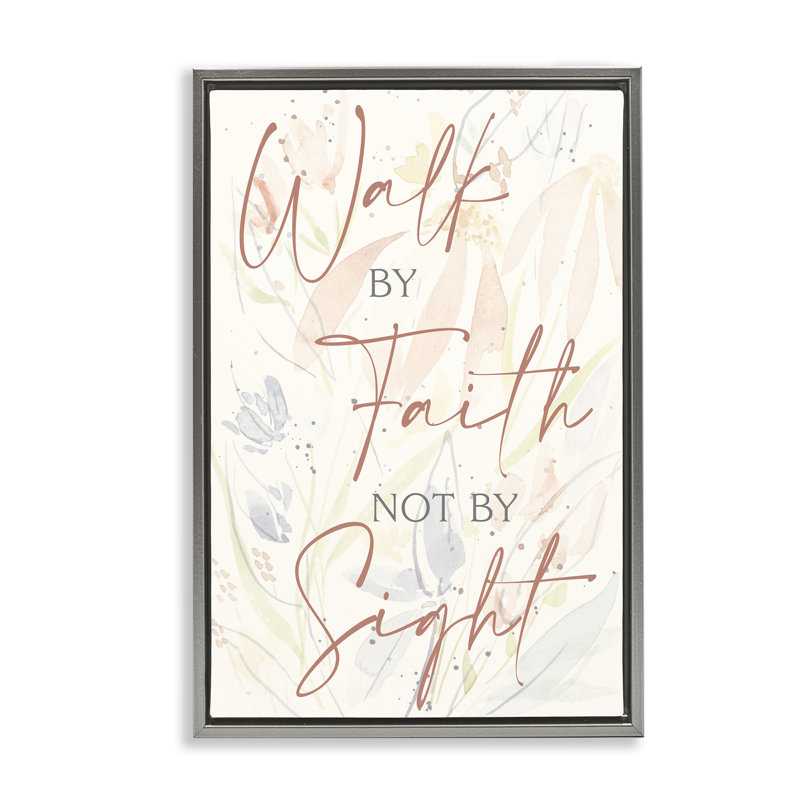 Toile flottante «Walk By Faith» par Krinlox, Cadre flottant gris lustré, H 25 po x l 17 po
