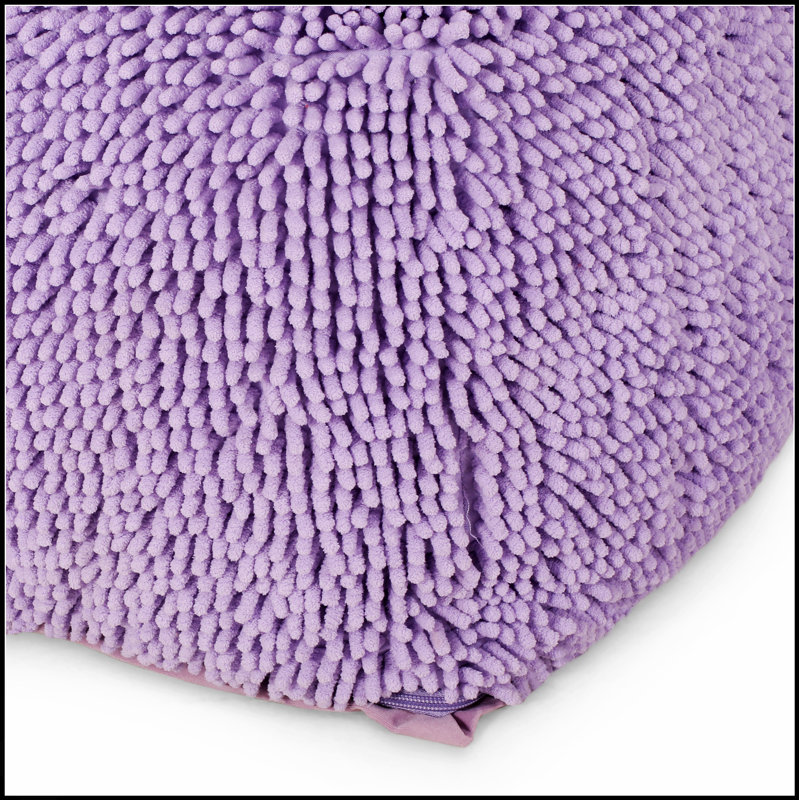 Pouf carré en microfibre Spongy, lavande, Chenille, Lavande