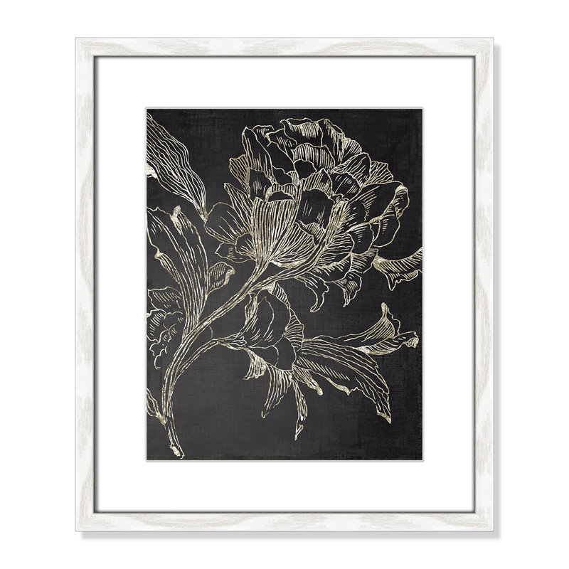 Clarendon Golden Flower Folklore I by Asia Jensen - Picture Frame Graphic Art Print, White Framed, 19" H x 16" W