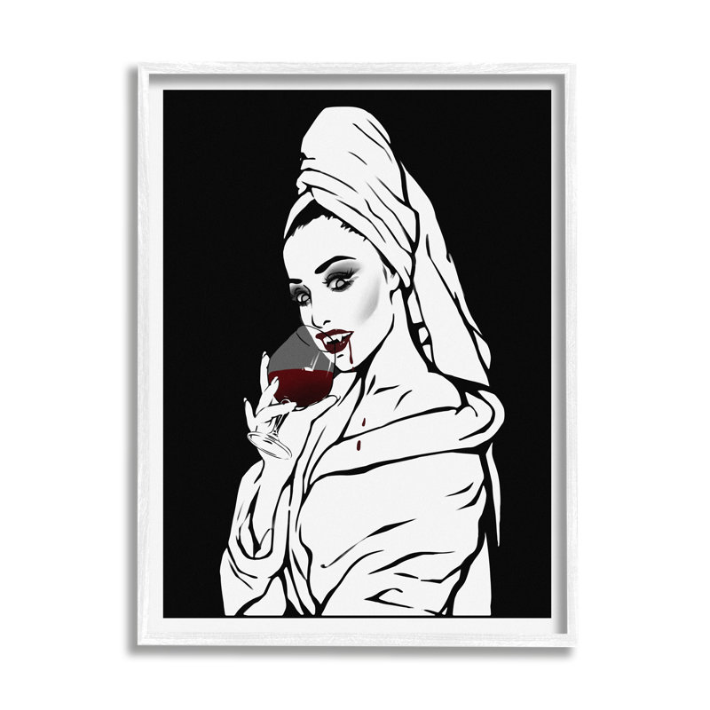 «Vampire Wine Glass Glam Woman» par Ziwei Li - impression, H 30 po x l 24 po x P 1,5 po, Toile tendue