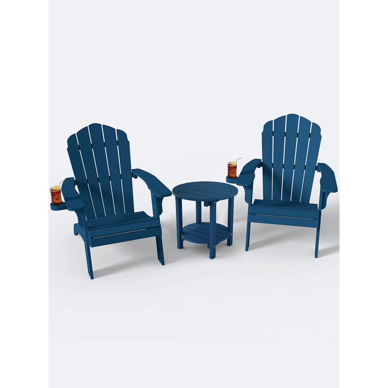 Oversized Adirondack 3 Piece Seating Group, Navy Blue