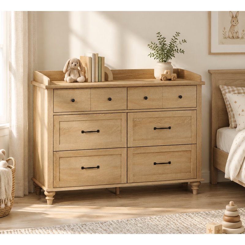 Commode 6 tiroirs Scarlett Kids, Chêne