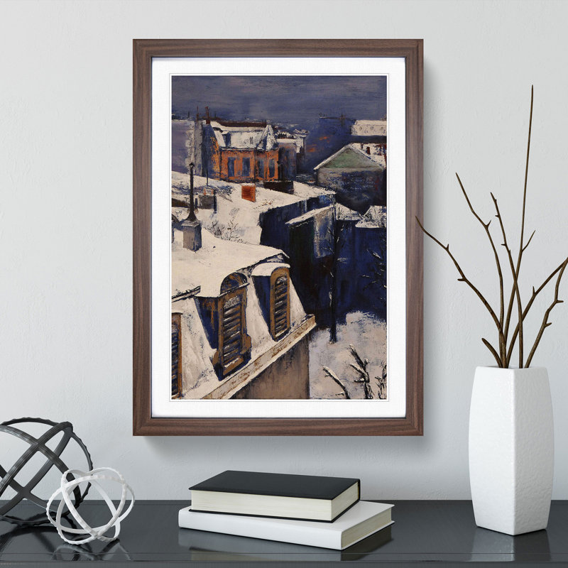 Rooftops in the Snow Vol.1 by Gustave Caillebotte - Picture Frame Painting, 36cm H x 27cm W x 2cm D, Walnut Framed